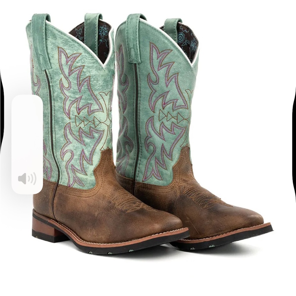 Laredo Women’s Brown and Teal Western Boots, Brand New In Box